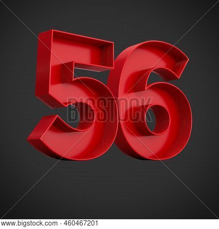 Red Advertising Digit 56 Or Fifty Six With Inner Shadow. 3d Illustration