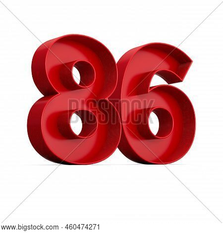 Red Digit 86 Or Eighty Six With Inner Shadow Isolated On White Background . 3d Illustration
