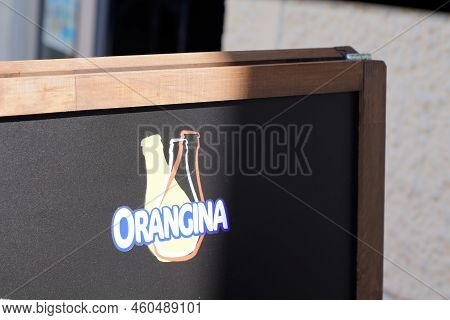 Bordeaux , Aquitaine  France - 08 20 2022 : Orangina Orange Lemonade Logo Sign And Brand Text On Bil