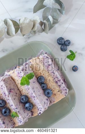 Home Made Blueberry Vanilla Semifreddo Ice Cream