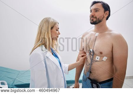 Cardiologist Tracked Adult Man With Heart Condition Using Holter Monitoring With Ecg Sensors