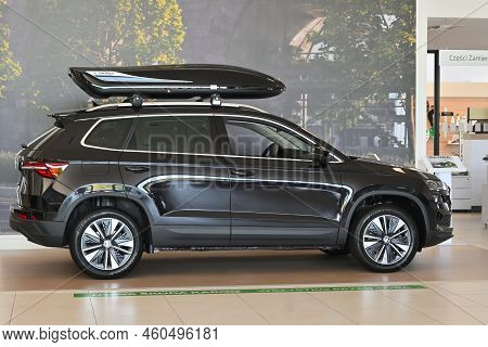 Gdansk, Poland - August 27, 2022: New Model Of Skoda Karoq Presented In The Car Showroom Of Gdansk
