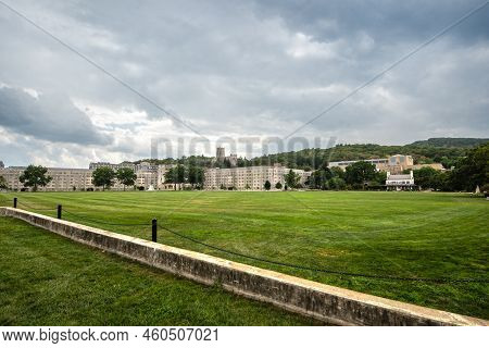 West Point, Ny - Usa - Aug 26, 2022: Wide Landscape View Of The Plain, The Parade Field At The Unite