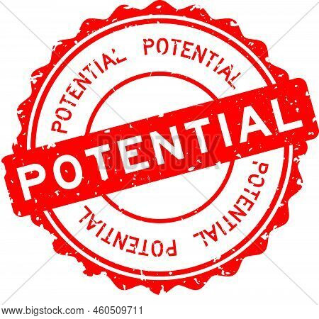Grunge Red Potential Word Round Rubber Seal Stamp On White Background