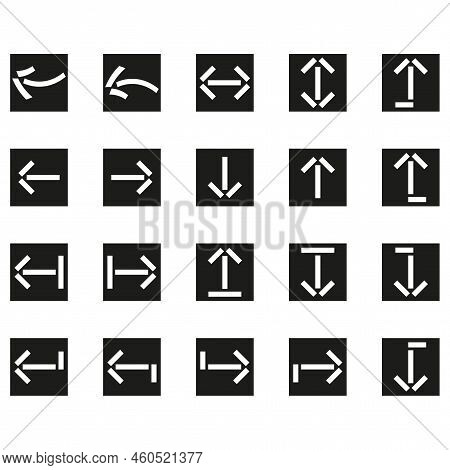 White Arrows Black Squares. Web Ui Design. Computer Interface. Vector Illustration. Stock Image.