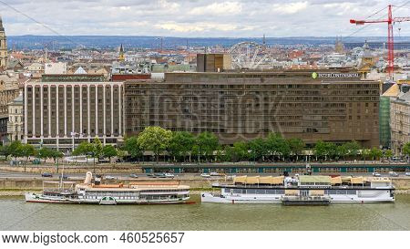 Budapest, Hungary - July 31, 2022: Hotel Intercontinental Building At Danube River In Hungarian Capi