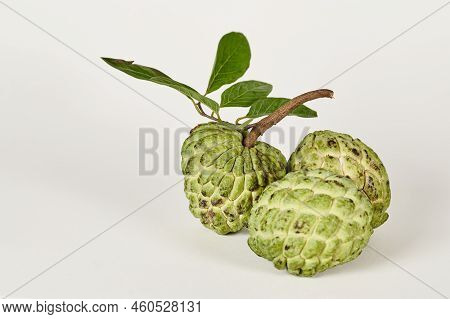 Ripe Sugar Apple Fruits (annona Squamosa) On A White Background