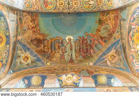 Russia, Petersburg - Aug 21, 2022: Petersburg Saint Russia Church Christ Russian Building St Icon, F