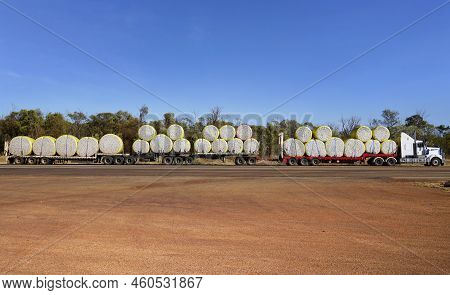 Road Train Carrying Bales Of Cotton In The Northern Territory Australia
