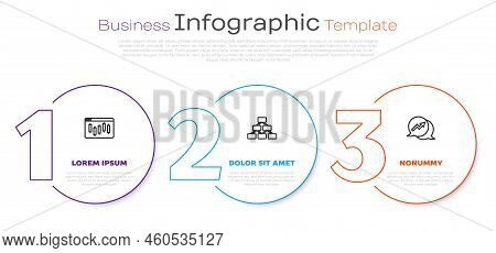 Set Line Browser With Stocks Market, Hierarchy Organogram And Financial Growth. Business Infographic