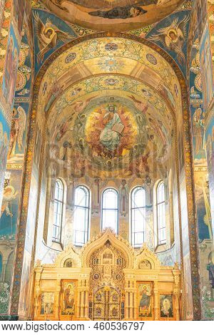 Russia, Petersburg - Aug 21, 2022: Petersburg Christ Church Saint Russia Russian Orthodox Landmark S