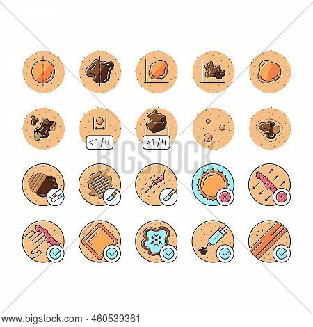Mole Skin Problem And Disease Icons Set Vector. Asymmetrical And Uneven Borders Melanoma, Laser And 