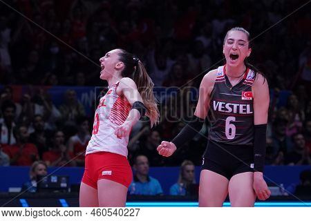 Ankara, Turkiye - June 04, 2022: Aykac Ayca And Sahin Saliha In Bulgaria Vs Turkiye Vnl Pool Match I