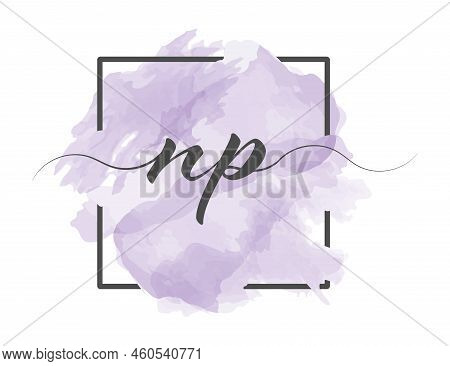 Calligraphic Lowercase Letters N And P Are Written In A Solid Line On A Colored Background In A Fram
