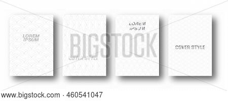 Set Of Modern Geometric Linear Abstract Backgrounds. Monochrome Layout Of Patterns For Laptop, Busin