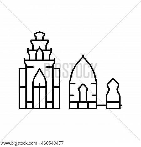 Towers Po Nagar Line Icon Vector. Towers Po Nagar Sign. Isolated Contour Symbol Black Illustration