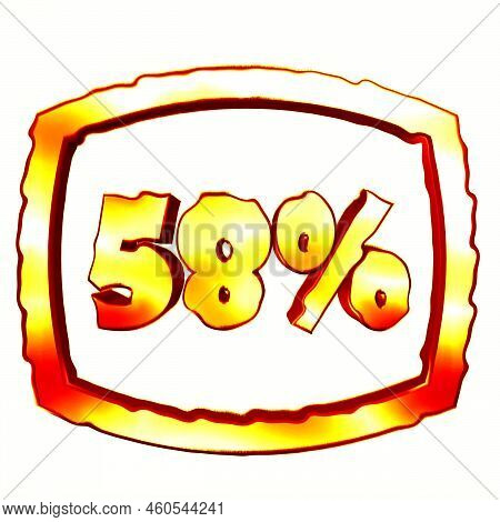 58%, 58 Percent As A 3d Illustration, 3d Rendering