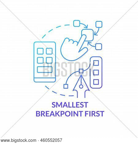 Smallest Breakpoint First Blue Gradient Concept Icon. Website Development. Mobile First Design Proce