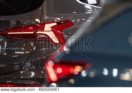 Riga, Latvia, April 29, 2022: Lots Of New Shiny Cars, Selective Focuss, Boheh, Details, Close-up, Tr