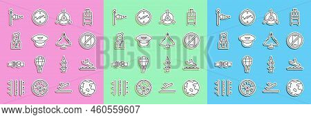 Set Line Worldwide, Plane Landing, No Cell Phone, Propeller, Pilot Hat, Stewardess, Cone Meteorology