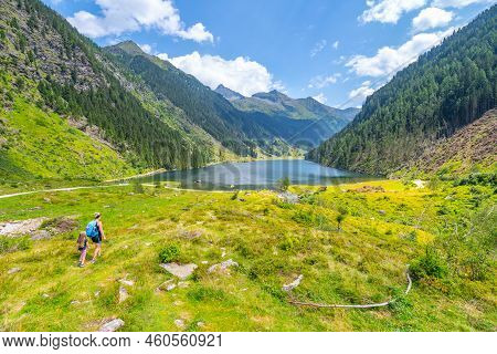 Idyllic Mountain Landscape At Riesach Lake, Schladminger Alps, Austria