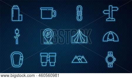 Set Line Smartwatch, Tourist Tent, Climber Rope, Compass, Marshmallow On Stick, Thermos Container, A