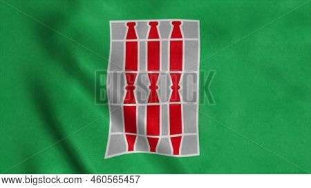Umbria Region Flag, Italy, Waving In The Wind, Background. 3d Illustration