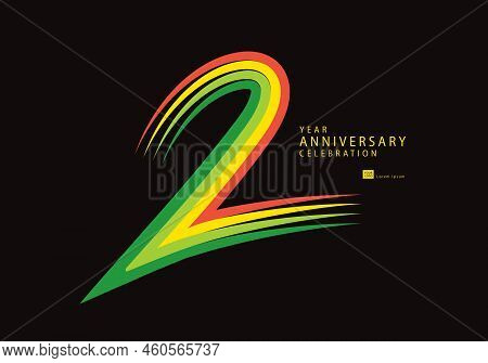 2 Years Anniversary Celebration Logotype Colorful Line Vector, 2th Birthday Logo, 2 Number Design, B