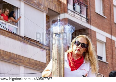 Running Of The Bulls. Bulls. Bull Runs. Encierro That Is Celebrated In The Town Of San Sebastian De 