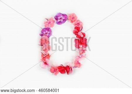 Letter O Made From Real Fresh Flowers. Floral Font Concept. Unique Collection Of Letters And Numbers