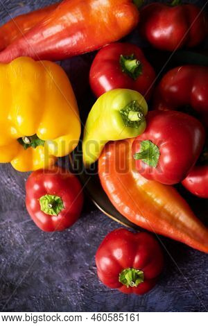 Green , Yellow And Red Bell Pepper Background