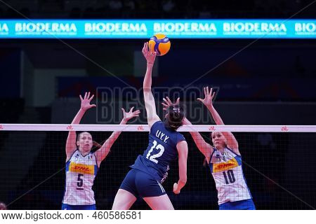 Ankara, Turkiye - June 04, 2022: Li Yingying In Action During China Vs Italy Vnl Pool Match In Ankar