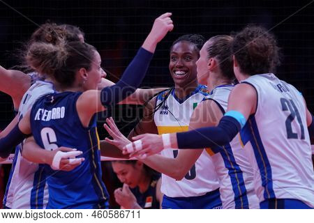 Ankara, Turkiye - June 04, 2022: Italy Players Celebrating Score Point During China Vnl Pool Match I