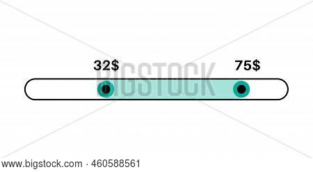 Price Range Scrollbar In Web Form, Online Application. Filter Slider On Website, Flat User Interface