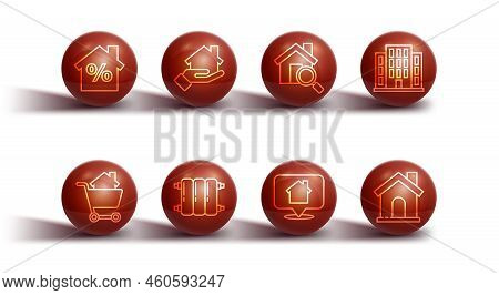 Set Line House With Percant Discount, Shopping Cart House, Location, Heating Radiator, Realtor, And 