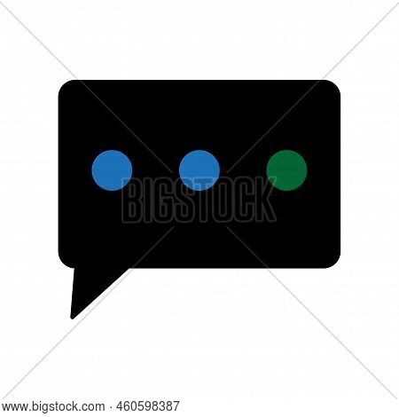 Button With Black Message Icon. Dialog, Chat Speech Bubble. Communication, Internet Concept. Vector 