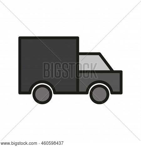 Black Truck Icon. Truck Icon In Flat Style. Vector Illustration. Stock Image.