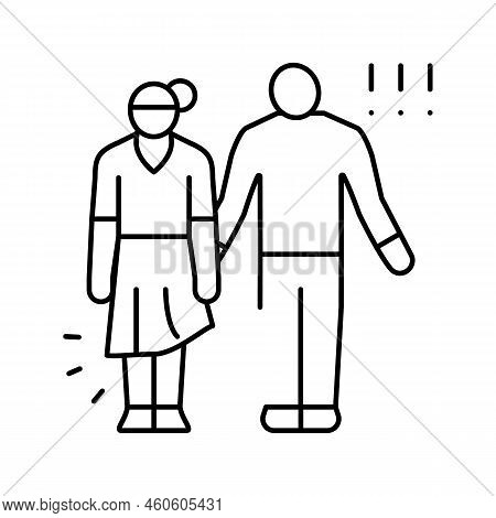 Rape Violence Line Icon Vector. Rape Violence Sign. Isolated Contour Symbol Black Illustration