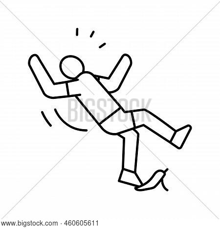 Slip Banana Peel Line Icon Vector. Slip Banana Peel Sign. Isolated Contour Symbol Black Illustration
