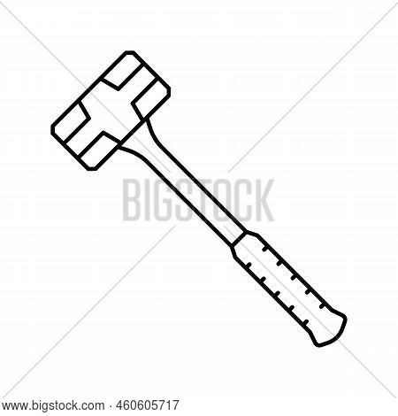 Hammer Tool Repair Line Icon Vector. Hammer Tool Repair Sign. Isolated Contour Symbol Black Illustra