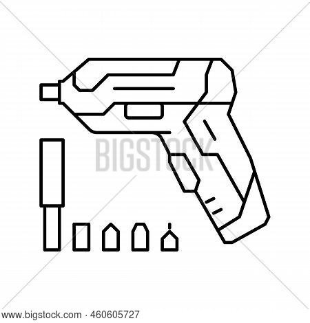 Screwdriver Tool Repair Line Icon Vector. Screwdriver Tool Repair Sign. Isolated Contour Symbol Blac