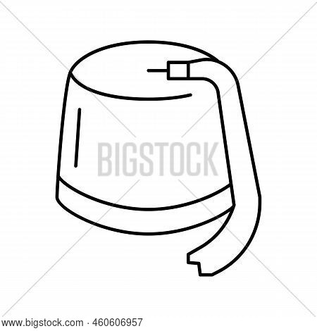 Fez Hat Cap Line Icon Vector. Fez Hat Cap Sign. Isolated Contour Symbol Black Illustration