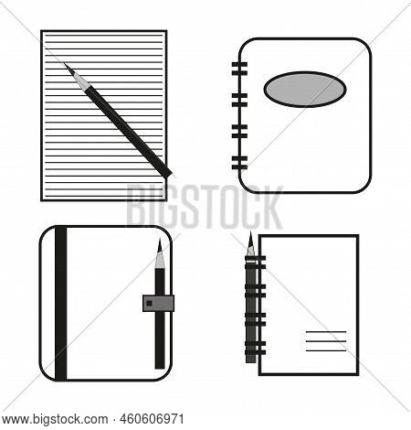 Notepad Icons. Organizer Diary. Vector Illustration. Stock Image.