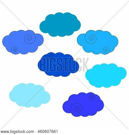 Blue Clouds On White Background. Travel Concept. Space Background. Vector Illustration. Stock Image.