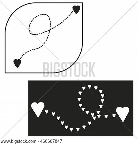 Two Hearts Connected Path. Romantic Poster. Vector Illustration. Stock Image.