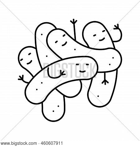 Bacillus Bacteria Virus Line Icon Vector. Bacillus Bacteria Virus Sign. Isolated Contour Symbol Blac