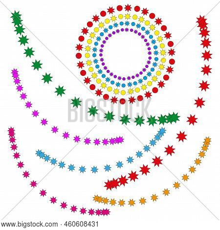 Star Garlands In Vintage Style. Space Background. Happy Birthday. Party Decoration. Vector Illustrat