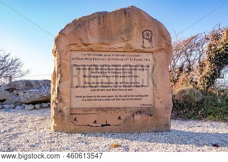 Dunkineely, County Donegal, Ireland - April 10 2022 : Stones Remembering Fisherman Who Lost Their Li
