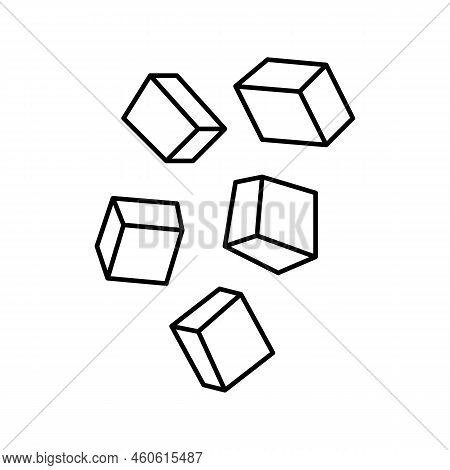 Cube Cut Mango Line Icon Vector. Cube Cut Mango Sign. Isolated Contour Symbol Black Illustration