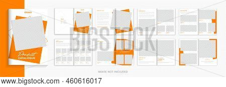 Modern 16 Pages Product Catalog Brochure Design Template With Orange Shapes Vector